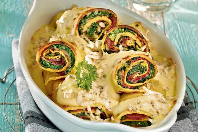 Recept: Špinačni palačinkov narastek