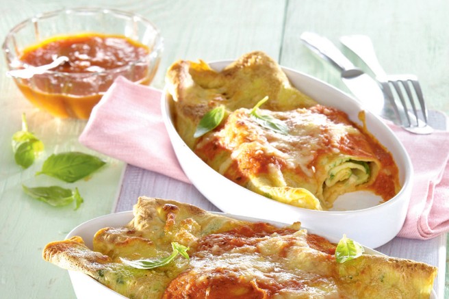 Gratinirane palačinke s špinačo