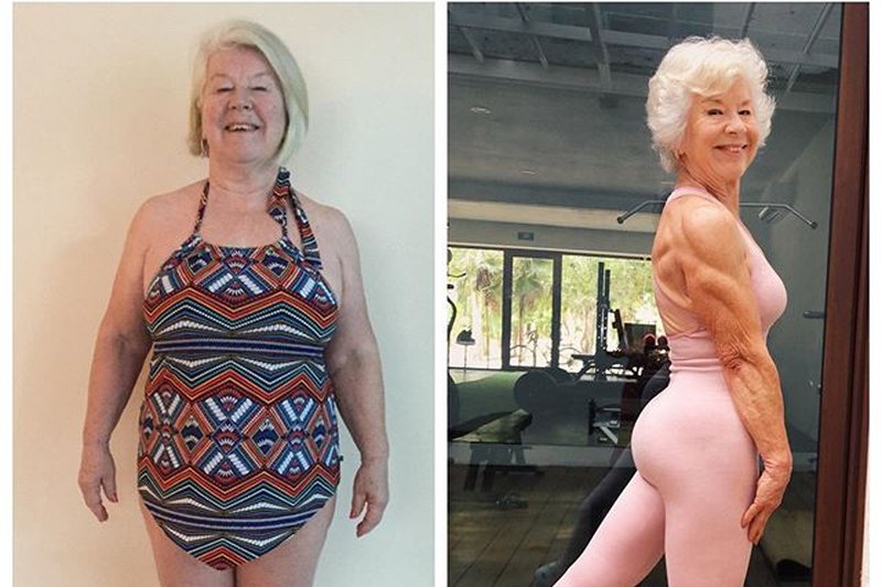 Od 70 letne bolne starke do super fit babice z mišicami - trenirajte z Joan (foto: Instagram)