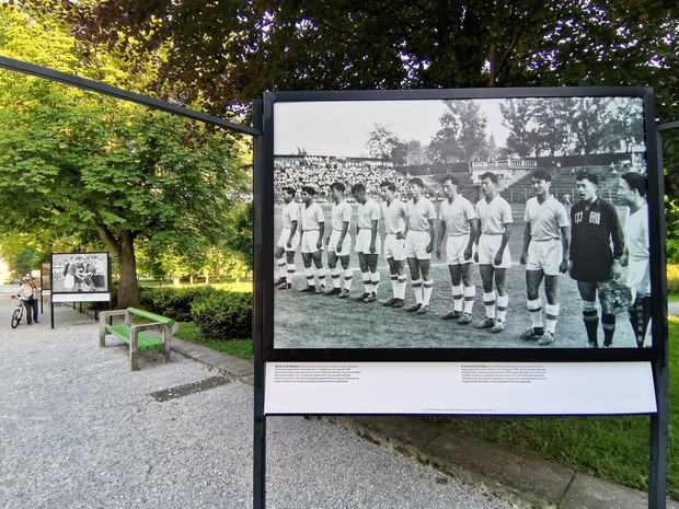 Obisk s Kitajske, 19. avgusta 1956. Slovenska reprezentanca je na legendarnem Plečnikovem stadionu za Bežigradom premagala Kitajsko s 5:2.