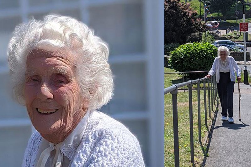 Za navdih: Spoznajte 103-letno Joan. Do svojega 104. leta bo za dober namen prehodila 28 kilometrov. V hrib! (foto: Pauline Glenet @ justgiving.com)