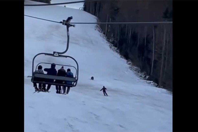 Poglejte, kako je medved lovil smučarja! (VIDEO)