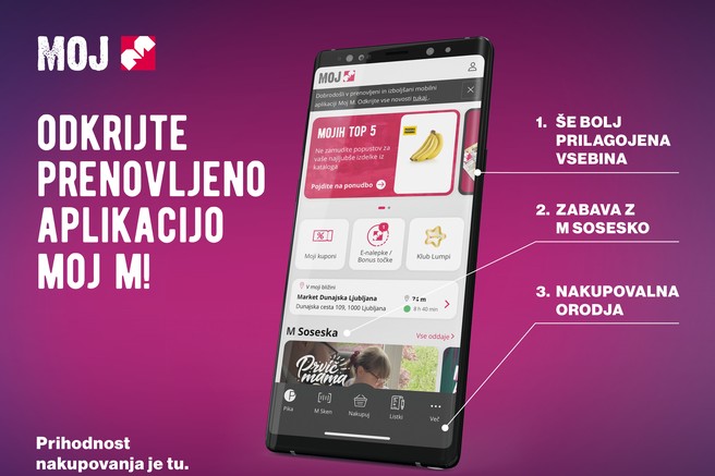 Mercatorjeva aplikacija Moj M je dobila novo preobleko