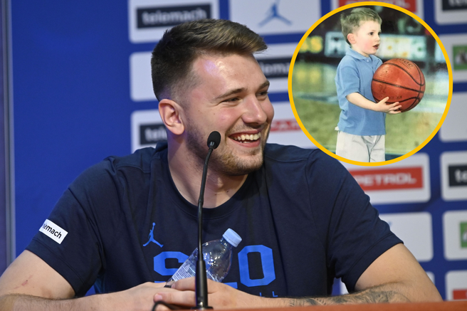 Otroška fotografija Luke Dončića: "Bil je tako majhen, da je komaj dvignil žogo."