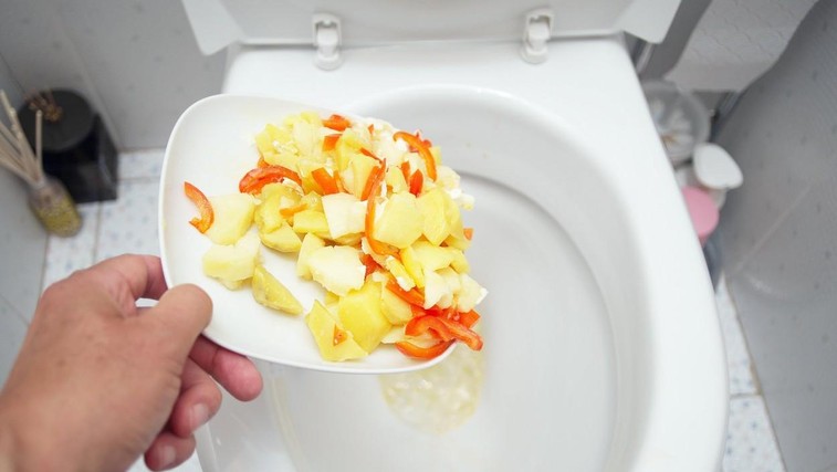 ZATO ostankov hrane nikoli ne smete metati v straniščno školjko! (ne, niti kavnih usedlin) (foto: Profimedia)