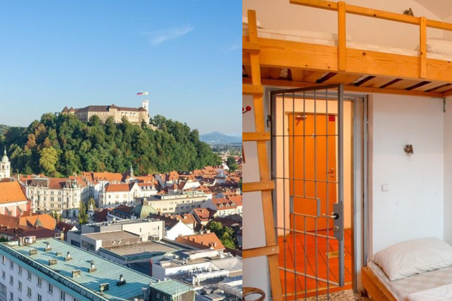 Ljubljanski hostel, kjer turisti plačujejo za spanje v zaporniški celici, pred posebnim mejnikom
