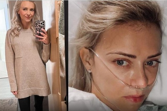 Ženska se fotografira v ogledalo.