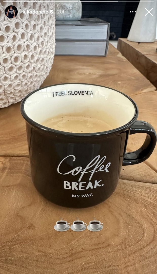 Luka Dončić Instagramu delil svoj kavni trenutek. Mnoge je je povsem navdušil s svojo skodelico za kavo, na kateri piše …