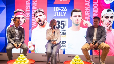 Blaž Jakič, član uprave Zavarovalnice Triglav, Danira Rančić, članica uprave Plave Lagune in direktor turnirja Tomislav Poljak.