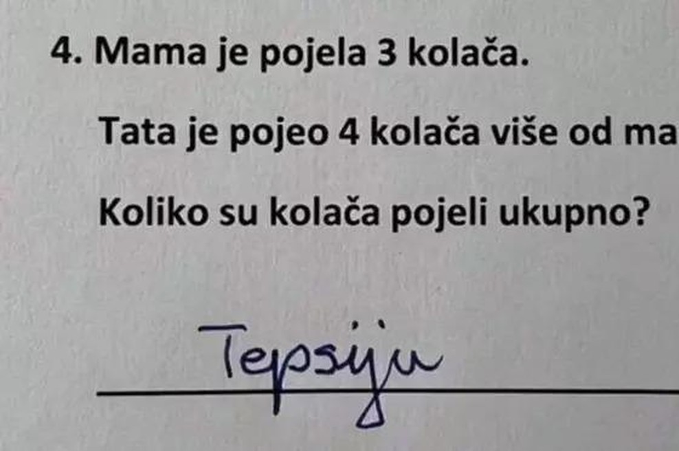 Odgovor učenca pri matematični nalogi je nasmejal ves splet: to morate videti (foto: Facebook / Posnetek zaslona)
