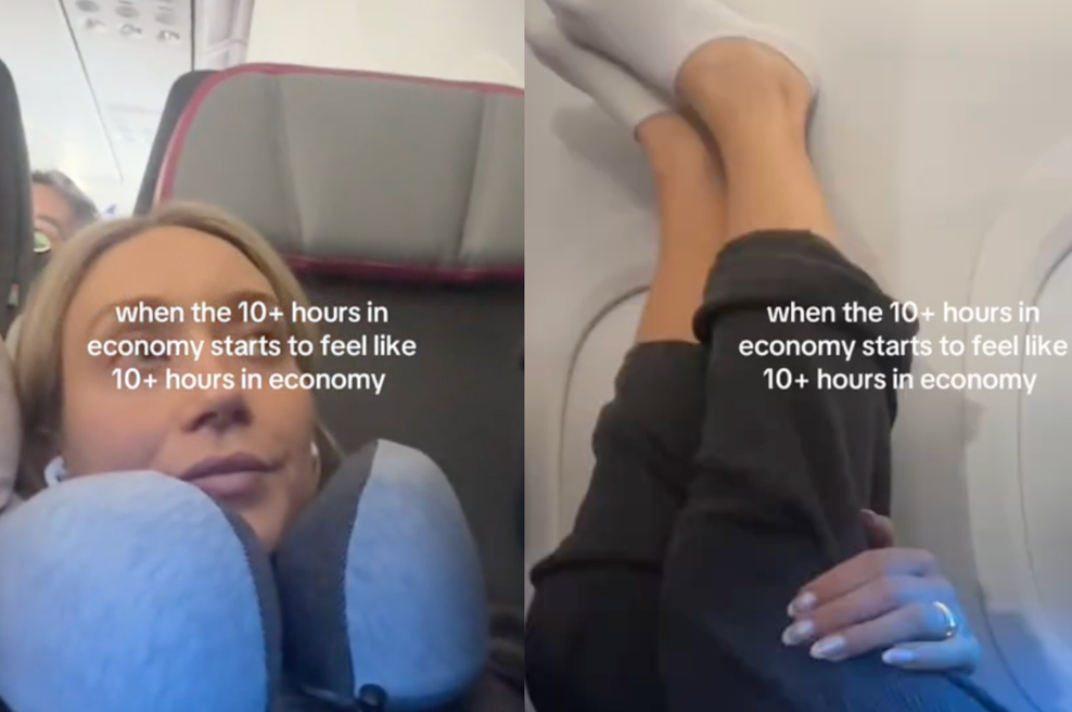 Potnica pokazala, kaj počne na dolgih letih, uporabniki spleta pa so enotni: "To je čisti pekel!" (foto: TikTok @mckaileyfast (Posnetek zaslona))