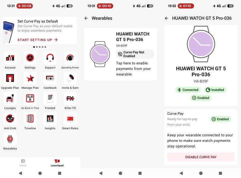 Kako namestite aplikacijo za plačevanje Curve Pay na ure Huawei in tako postane ura vaša denarnica