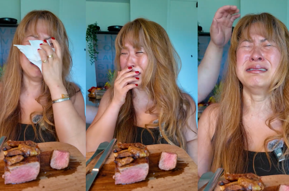 Veganka po 14. letih prvič poskusila meso: po prvem grižljaju ni mogla zadržati solz (foto: TikTok / Posnetek zaslona)